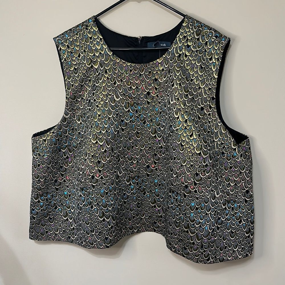 Modcloth Multicolor Scallop Pattern Top - image 1